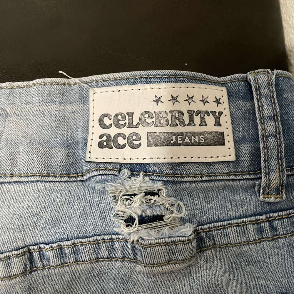 Blue Distressed Jean Shorts - Picture 7 of 9